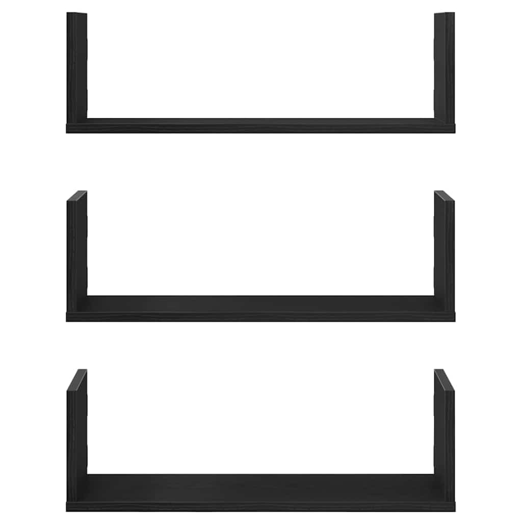 vidaXL Wandregale 3 Stk. Schwarz Eichen-Optik 58x18x18cm Holzwerkstoff