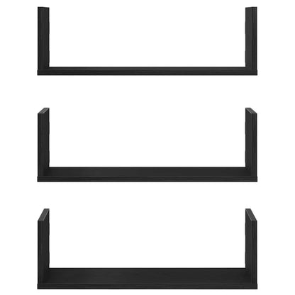 vidaXL Wandregale 3 Stk. Schwarz Eichen-Optik 58x18x18cm Holzwerkstoff