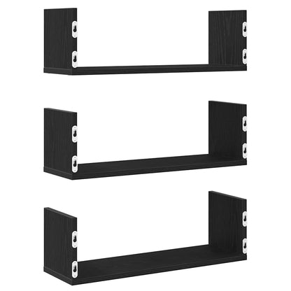 vidaXL Wandregale 3 Stk. Schwarz Eichen-Optik 58x18x18cm Holzwerkstoff