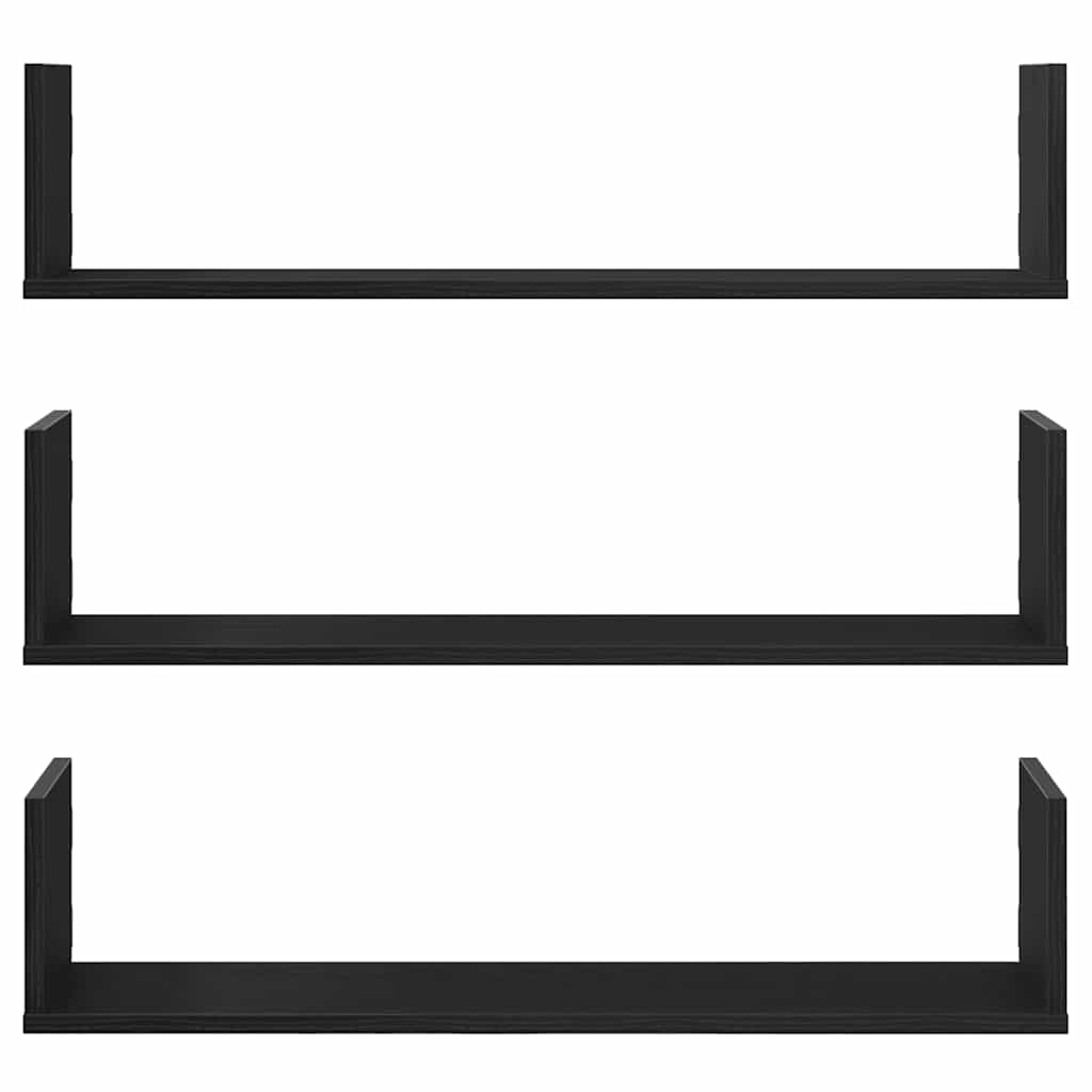 vidaXL Wandregale 3 Stk. Schwarz Eichen-Optik 80x18x18cm Holzwerkstoff