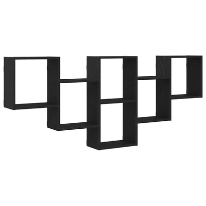 Wandregal Schwarz Eichen-Optik 159x18x66 cm Holzwerkstoff