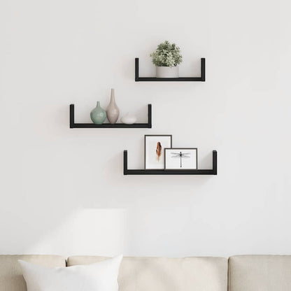 vidaXL Étagères murales 3 pcs Noir aspect chêne Aggloméré