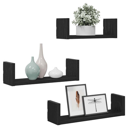vidaXL Étagères murales 3 pcs Noir aspect chêne Aggloméré