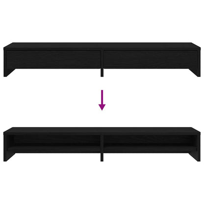 Monitorständer mit Schubladen Schwarz Eichen-Optik 100x27x15 cm