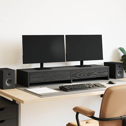 Monitorständer mit Schubladen Schwarz Eichen-Optik 100x27x15 cm