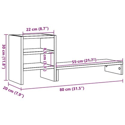 Monitorständer mit Schreibtisch-Organizer Schwarz Eichen-Optik