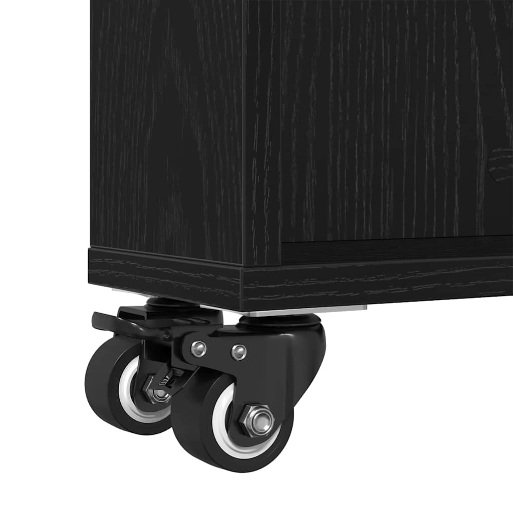 vidaXL Schmaler Aufbewahrungswagen Schwarz Eichen-Optik