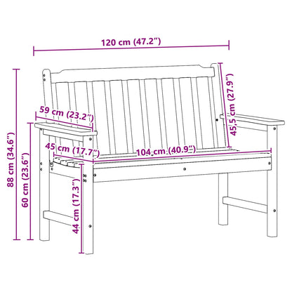 vidaXL Gartenbank Schwarz 120 x 59 x 88 cm HDPE