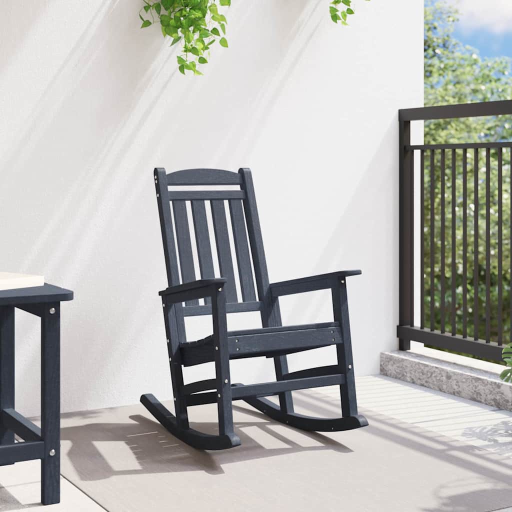 vidaXL Schaukelstuhl für den Garten Marineblau 92 x 70 x 108cm HDPE