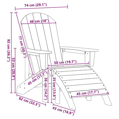 vidaXL Adirondack-Stuhl Hellgrau 74 x 82 x 92 cm HDPE