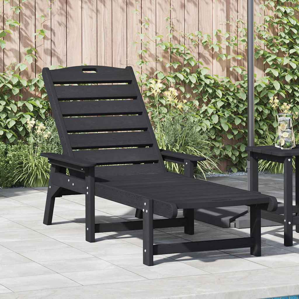vidaXL Sonnenliege Schwarz 195,5 x 53 x 98,5 cm HDPE