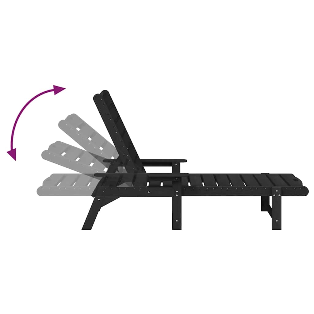 vidaXL Sonnenliege Schwarz 195,5 x 53 x 98,5 cm HDPE