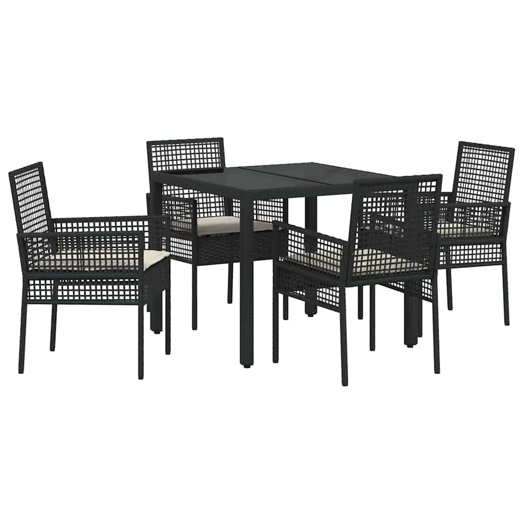 Garten Essgruppe 5 pcs Schwarz Poly-Rattan