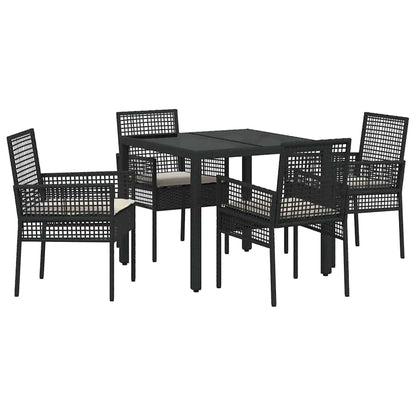 Garten Essgruppe 5 pcs Schwarz Poly-Rattan