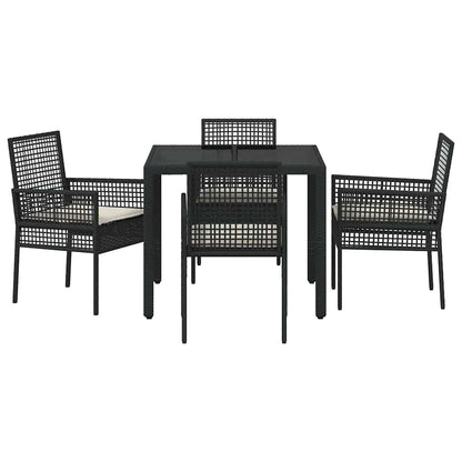 Garten Essgruppe 5 pcs Schwarz Poly-Rattan