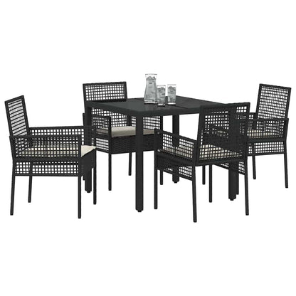 Garten Essgruppe 5 pcs Schwarz Poly-Rattan