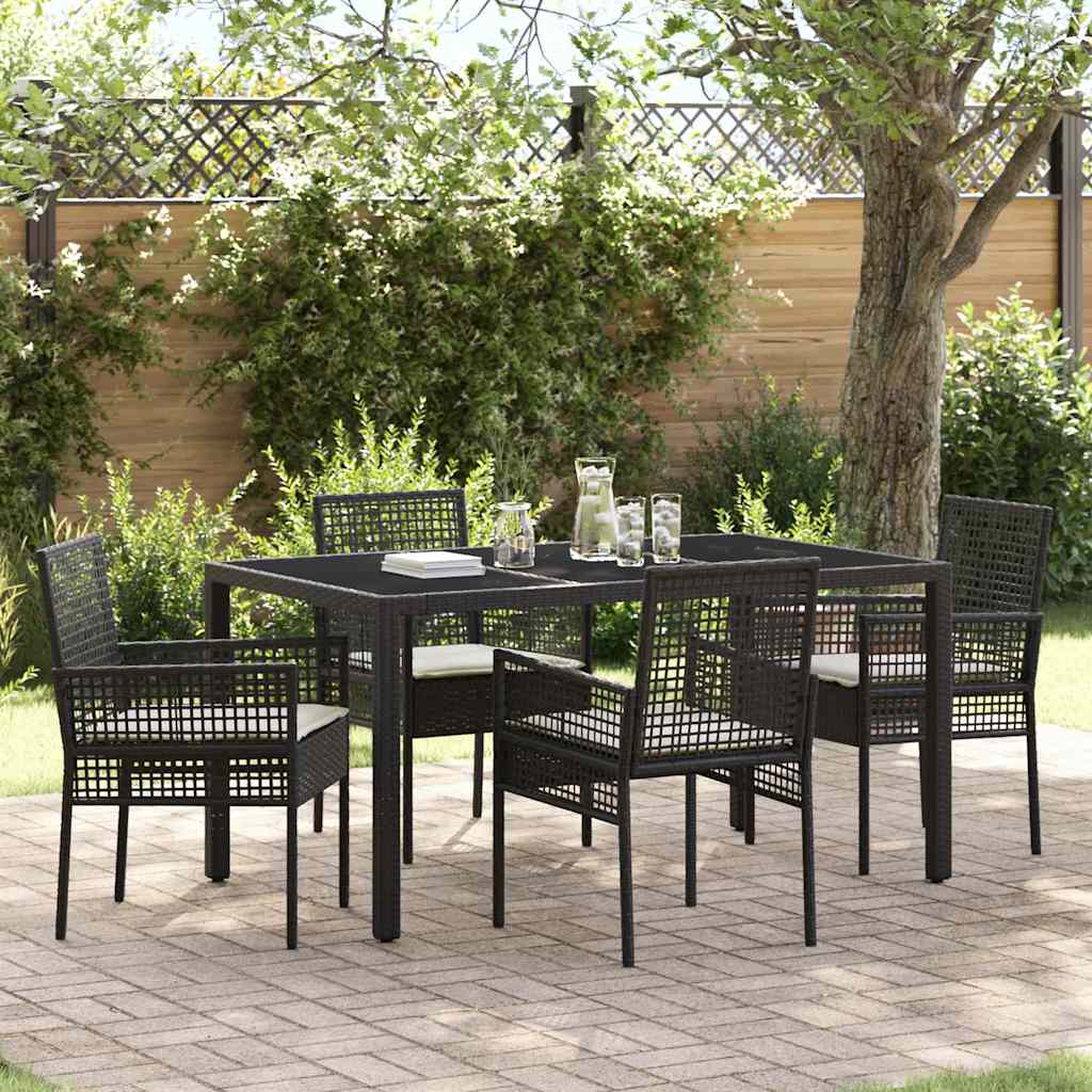 Garten Essgruppe 5 pcs Schwarz Poly-Rattan