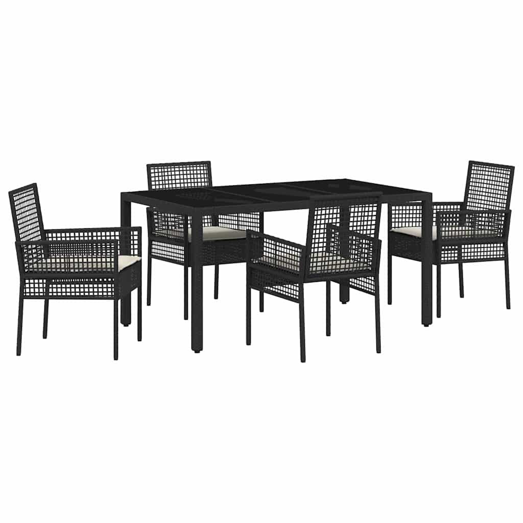Garten Essgruppe 5 pcs Schwarz Poly-Rattan
