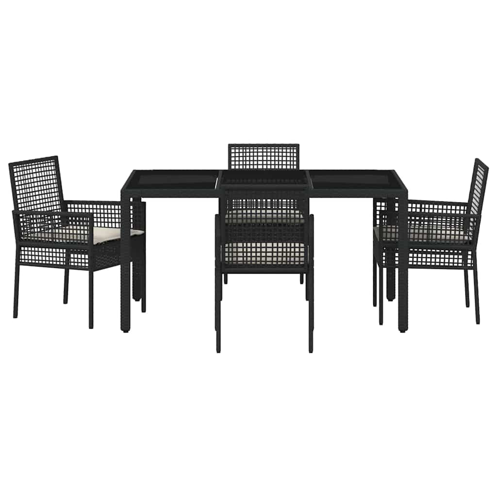 Garten Essgruppe 5 pcs Schwarz Poly-Rattan