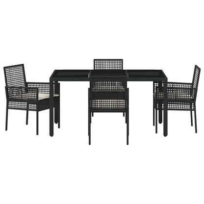 Garten Essgruppe 5 pcs Schwarz Poly-Rattan
