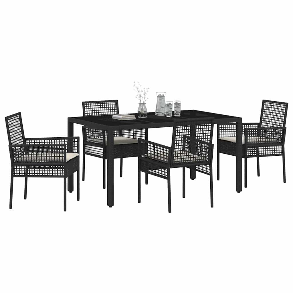 Garten Essgruppe 5 pcs Schwarz Poly-Rattan