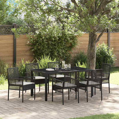 Garten Essgruppe 7 pcs Schwarz Poly-Rattan