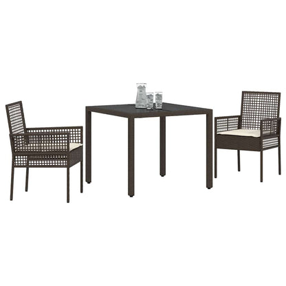 Garten Essgruppe 3 pcs Braun Poly-Rattan