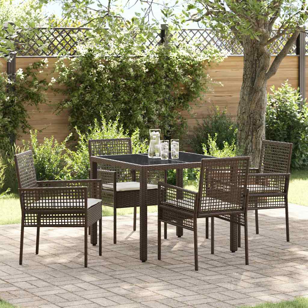 Garten Essgruppe 5 pcs Braun Poly-Rattan