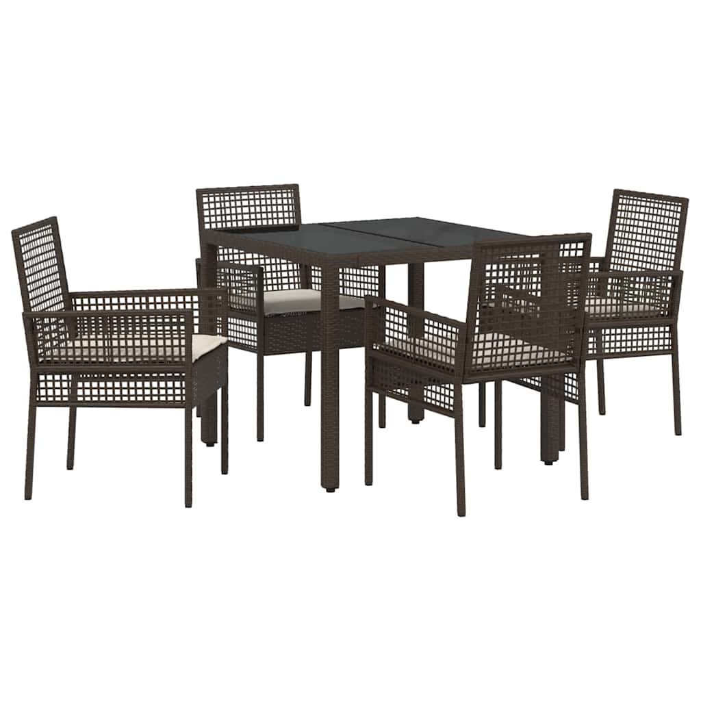 Garten Essgruppe 5 pcs Braun Poly-Rattan