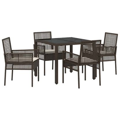 Garten Essgruppe 5 pcs Braun Poly-Rattan
