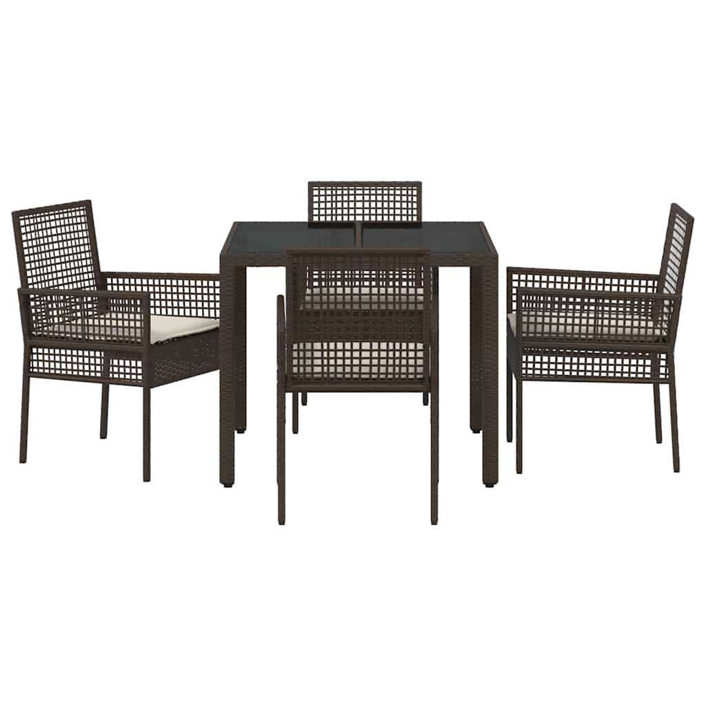 Garten Essgruppe 5 pcs Braun Poly-Rattan