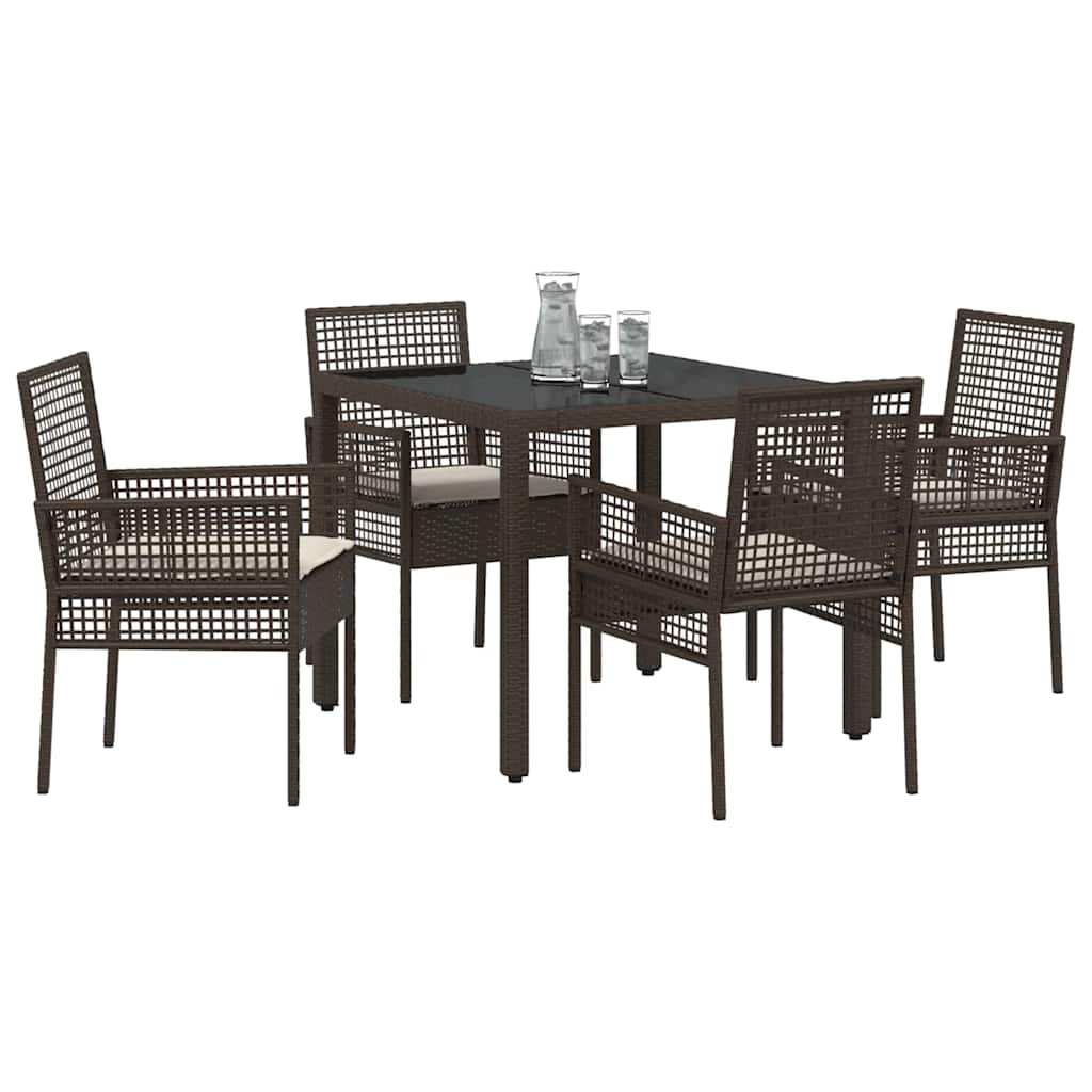 Garten Essgruppe 5 pcs Braun Poly-Rattan