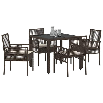 Garten Essgruppe 5 pcs Braun Poly-Rattan