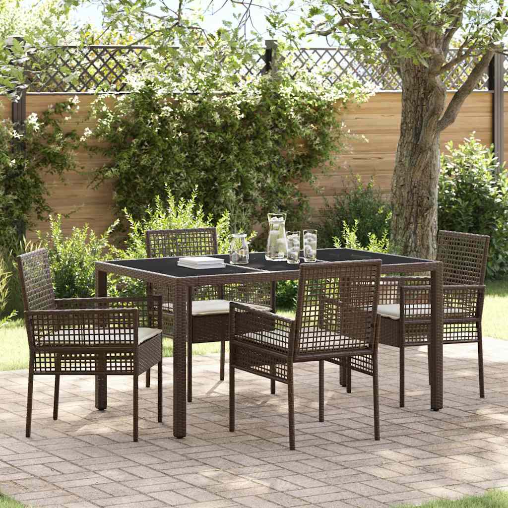 Garten Essgruppe 5 pcs Braun Poly-Rattan