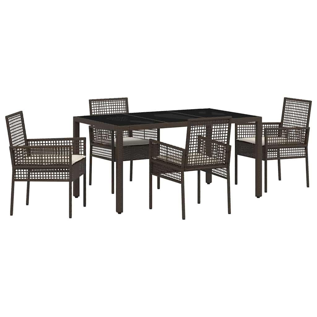 Garten Essgruppe 5 pcs Braun Poly-Rattan