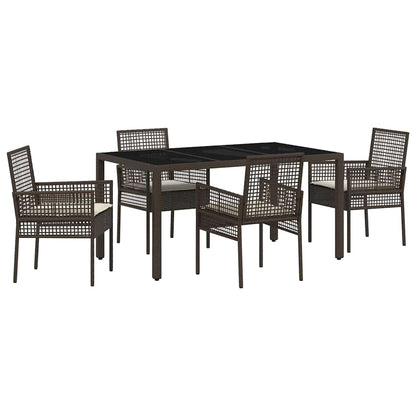Garten Essgruppe 5 pcs Braun Poly-Rattan
