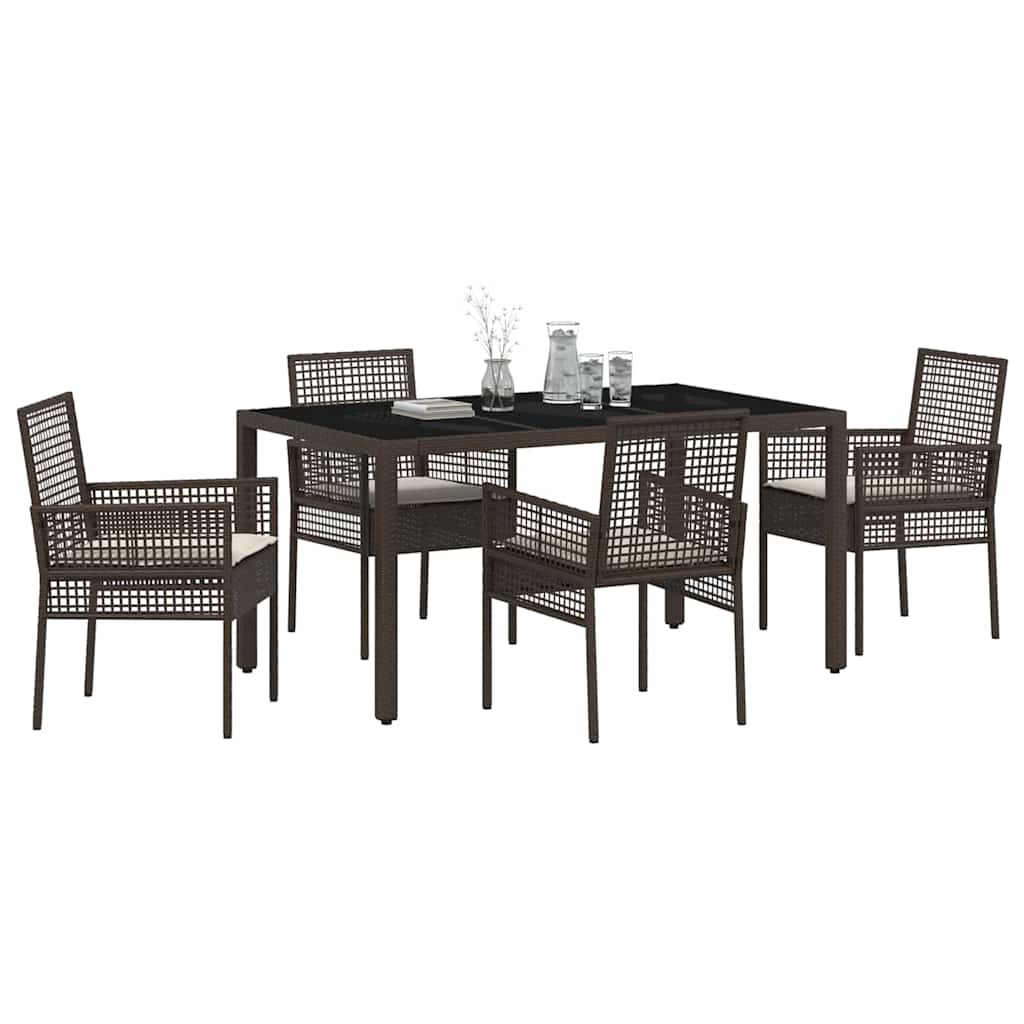 Garten Essgruppe 5 pcs Braun Poly-Rattan