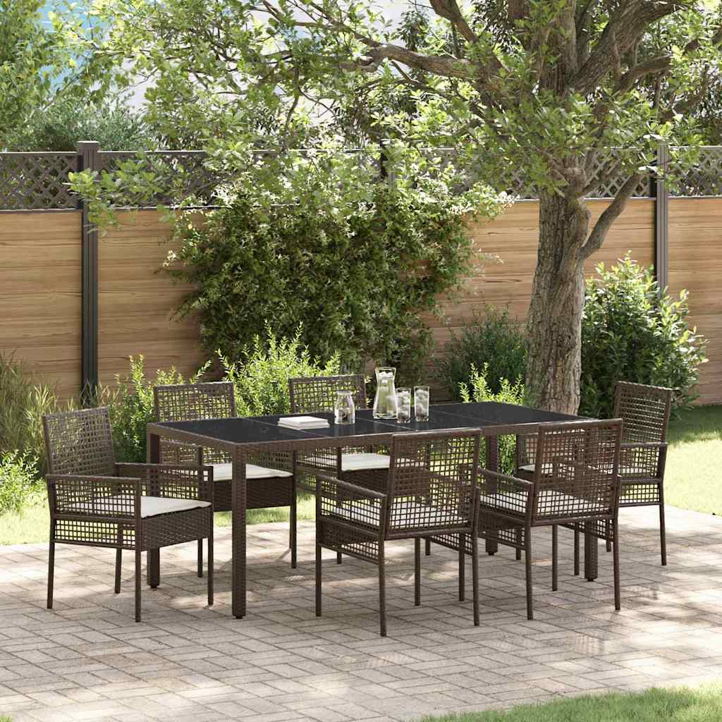vidaXL Set de salle à manger de jardin 7 pcs Résine tressée marron