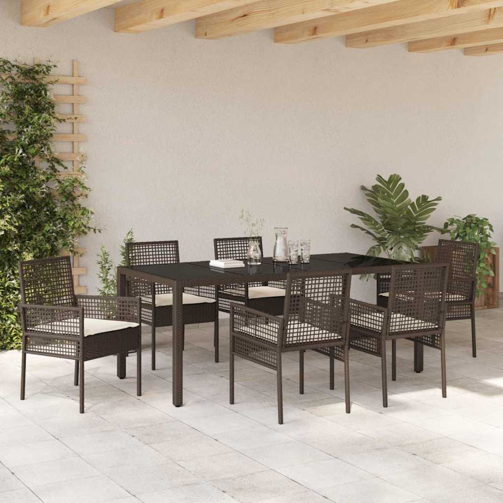 vidaXL Set de salle à manger de jardin 7 pcs Résine tressée marron