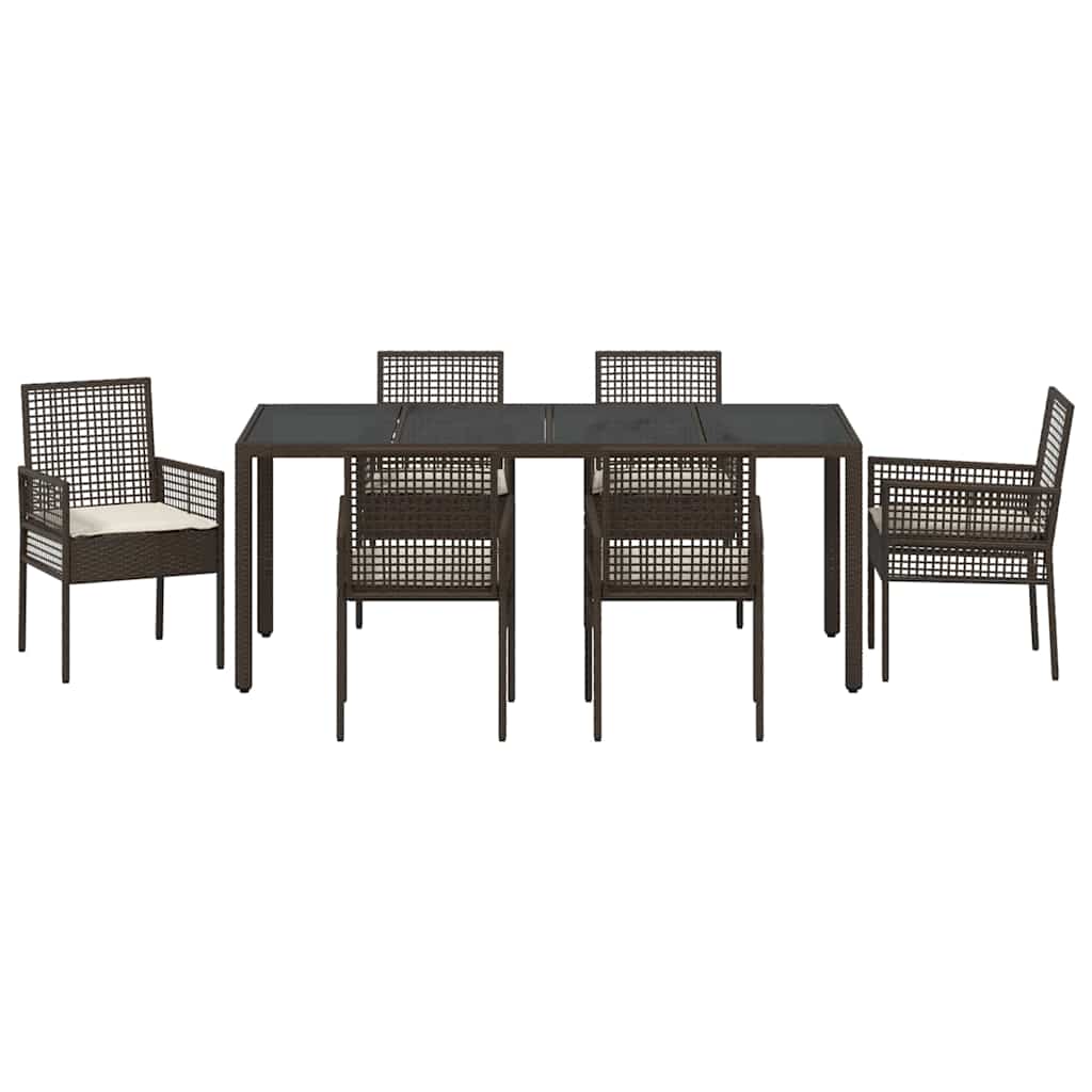 vidaXL Set de salle à manger de jardin 7 pcs Résine tressée marron