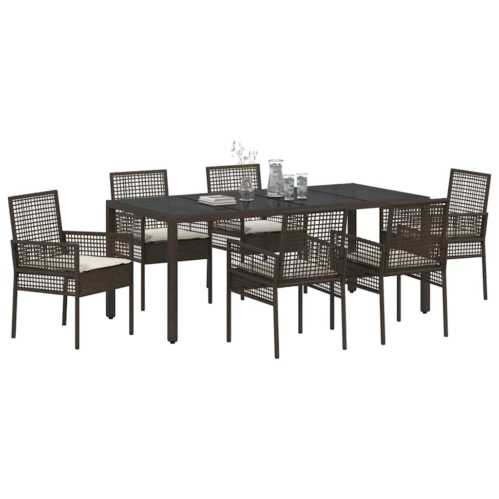 vidaXL Set de salle à manger de jardin 7 pcs Résine tressée marron