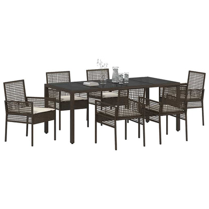 vidaXL Set de salle à manger de jardin 7 pcs Résine tressée marron