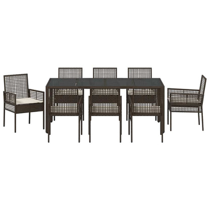 Garten Essgruppe 9 pcs Braun Poly-Rattan