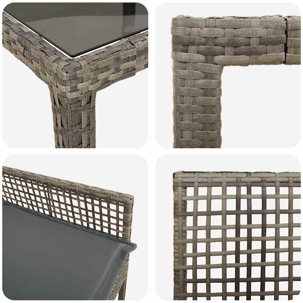 Garten Essgruppe 11 pcs Grau Poly-Rattan