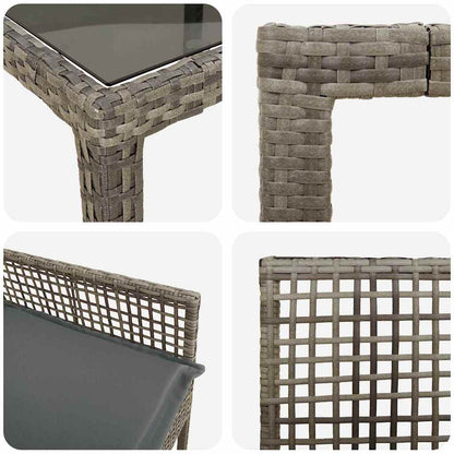 Garten Essgruppe 11 pcs Grau Poly-Rattan