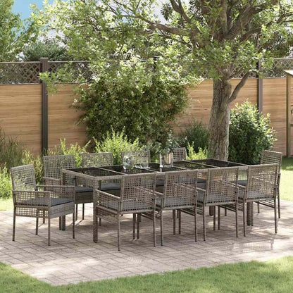 Garten Essgruppe 11 pcs Grau Poly-Rattan