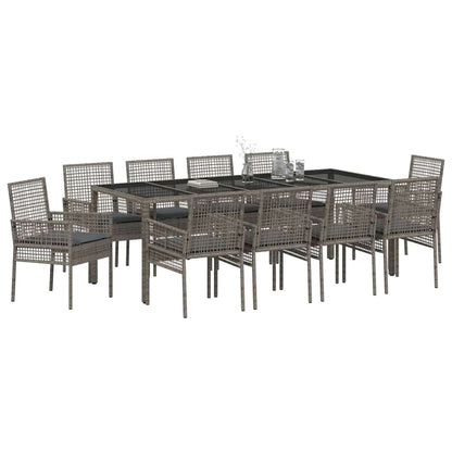 Garten Essgruppe 11 pcs Grau Poly-Rattan