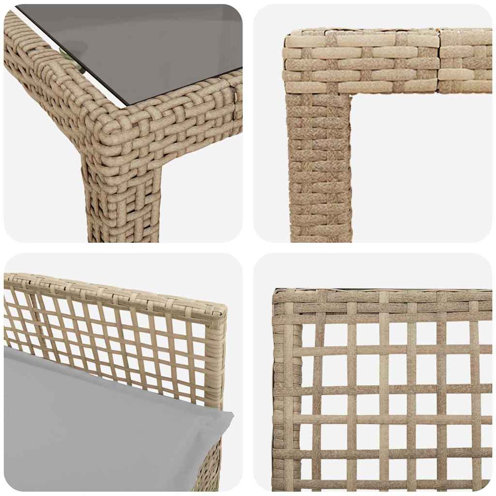 Garten Essgruppe 9 pcs Beige Poly-Rattan