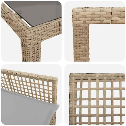 Garten Essgruppe 9 pcs Beige Poly-Rattan