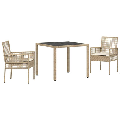 Garten Essgruppe 3 pcs Beige Poly-Rattan